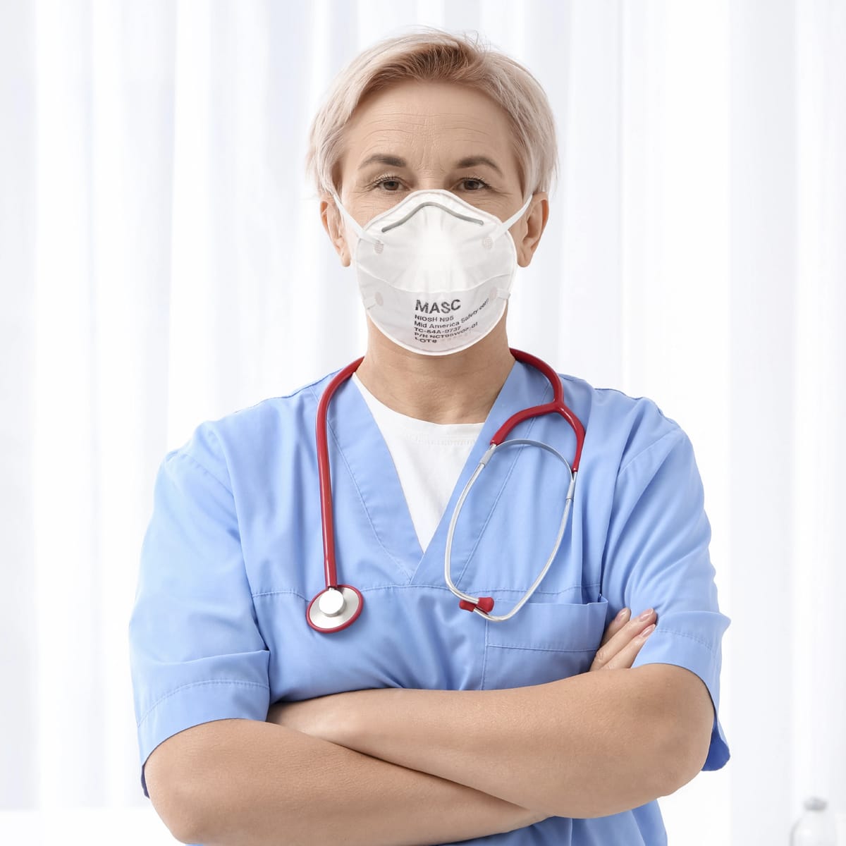 Female Wearing N99 Cup Shape Respirator
