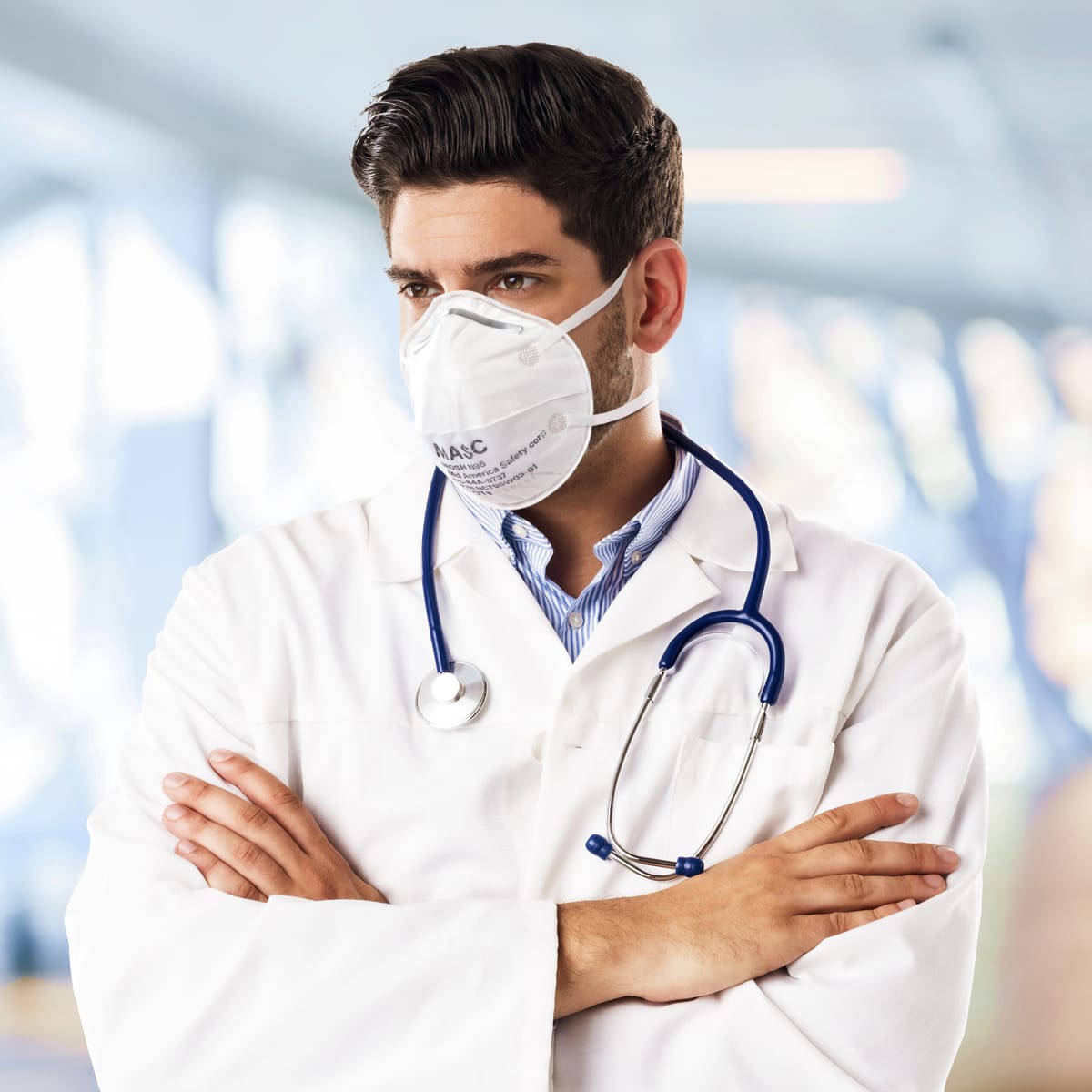 Male Wearing N99 Cup Shape Respirator